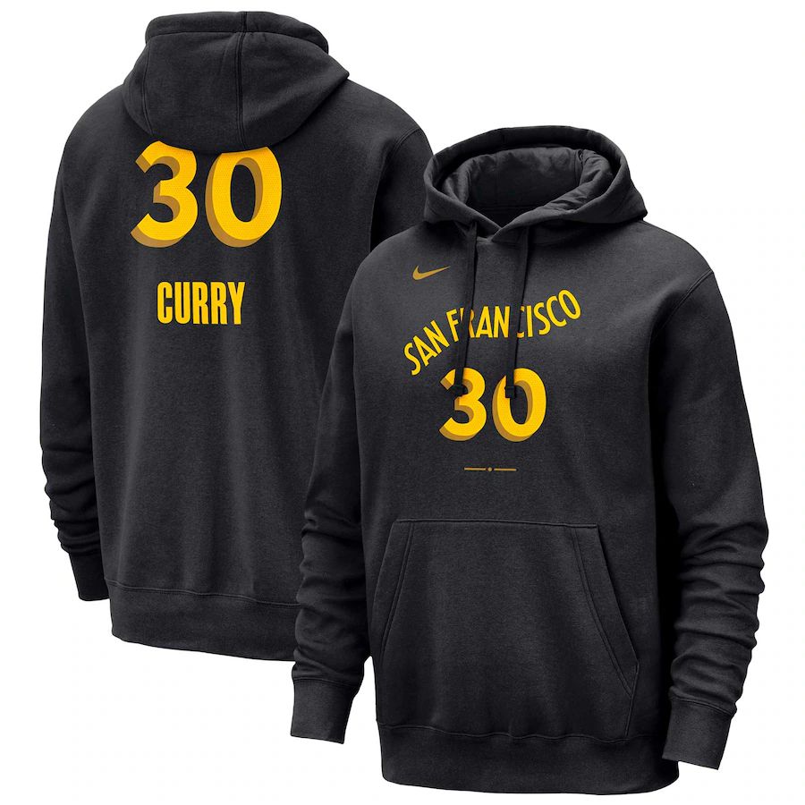 Men Golden State Warriors #30 Curry Black Nike Season city version Sweatshirts 23-24 NBA Jersey